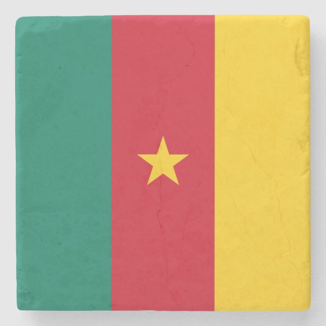 Flagge Kameruns Steinuntersetzer (Vorderseite)