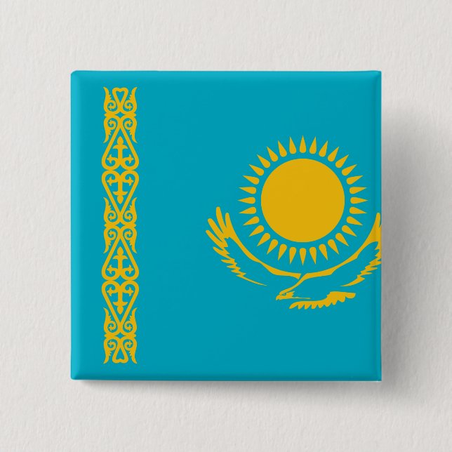 Flagge Kasachstan Button (Vorderseite)