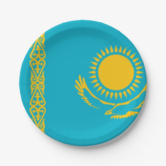 Flagge Kasachstan Pappteller (Vorderseite)