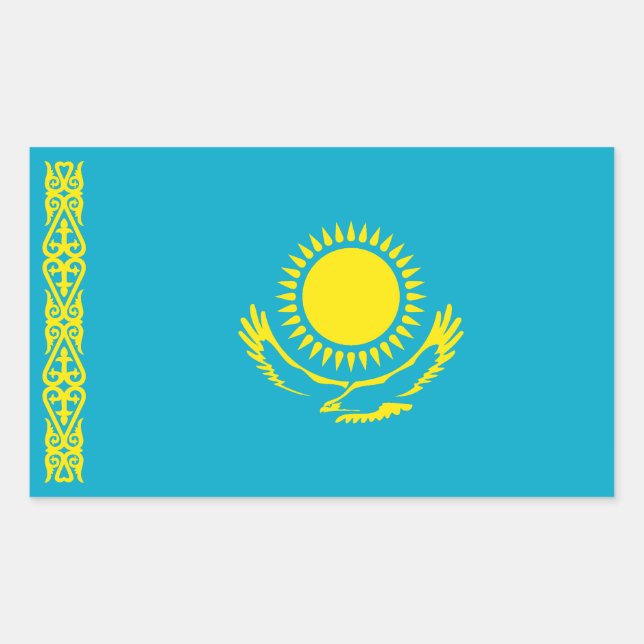 Flagge Kasachstan Rechteckiger Aufkleber (Vorderseite)