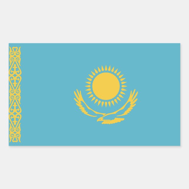 Flagge Kasachstan Rechteckiger Aufkleber (Vorderseite)