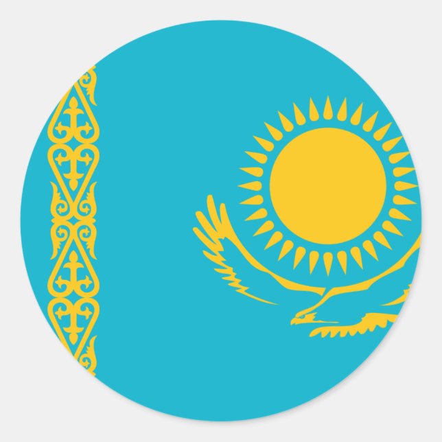 Flagge Kasachstan Runder Aufkleber (Vorderseite)