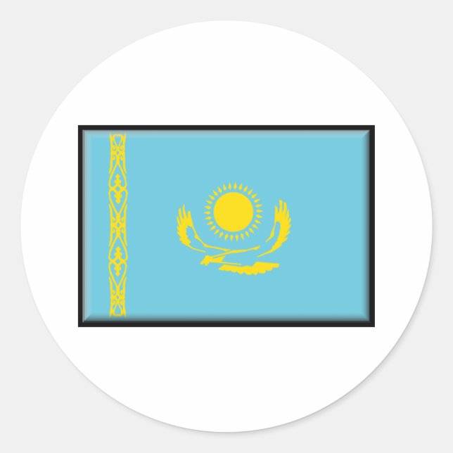 Flagge Kasachstan Runder Aufkleber (Vorderseite)