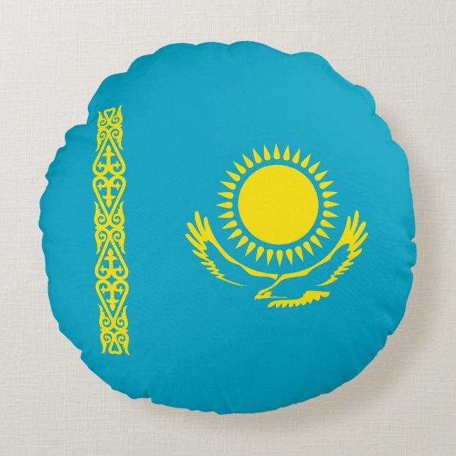 Flagge Kasachstan Rundes Kissen (Vorderseite)