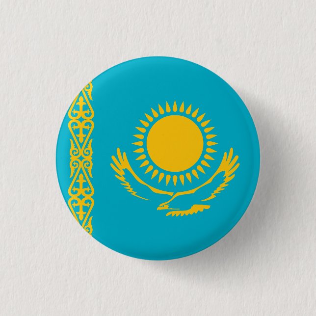 Flagge Kasachstans Button (Vorderseite)