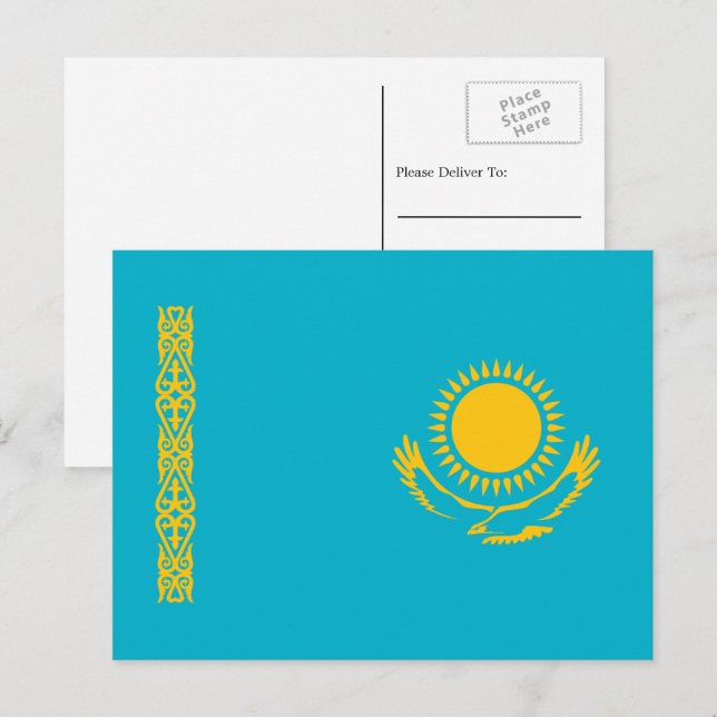 Flagge Kasachstans, Flagge Kasachstans Postkarte (Vorne/Hinten)