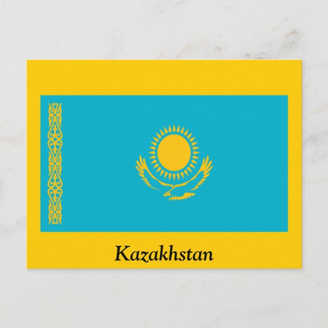 Flagge Kasachstans Postkarte (Vorderseite)