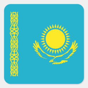 Flagge Kasachstans Quadratischer Aufkleber