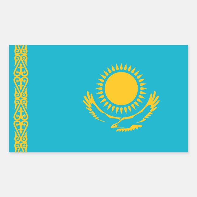 Flagge Kasachstans Rechteckiger Aufkleber (Vorderseite)