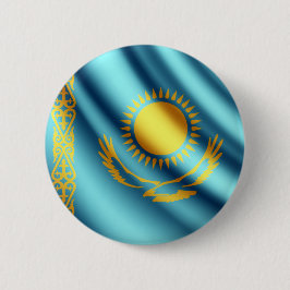 Flagge Kasachstans wellenartig bewegender pinback Button
