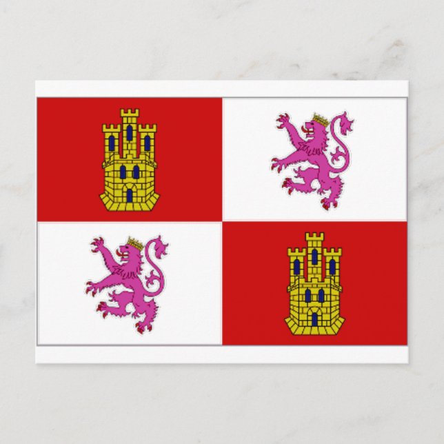Flagge Kastilien-Leon Postkarte (Vorderseite)