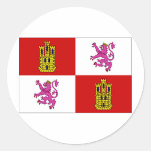 Flagge Kastilien-Leon Runder Aufkleber