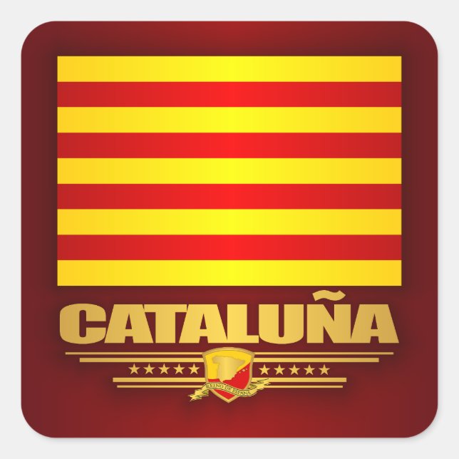 Flagge Kataloniens Quadratischer Aufkleber (Vorderseite)