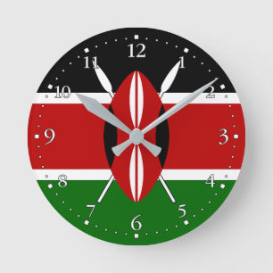 Flagge Kenias Runde Wanduhr