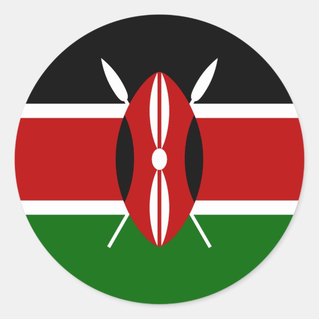 Flagge Kenias Runder Aufkleber (Vorderseite)