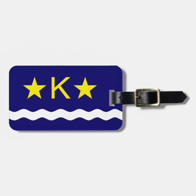 Flagge Kinshasa, Kongo Gepäckmarke Gepäckanhänger (Vorderseite horizontal)