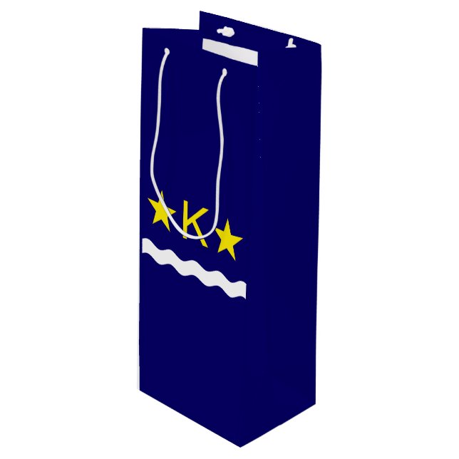 Flagge Kinshasa, Kongo Weinbeutel Geschenktüte Für Weinflaschen (Vorderseite Schrägansicht)