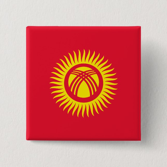 Flagge Kirgisistans Button (Vorderseite)