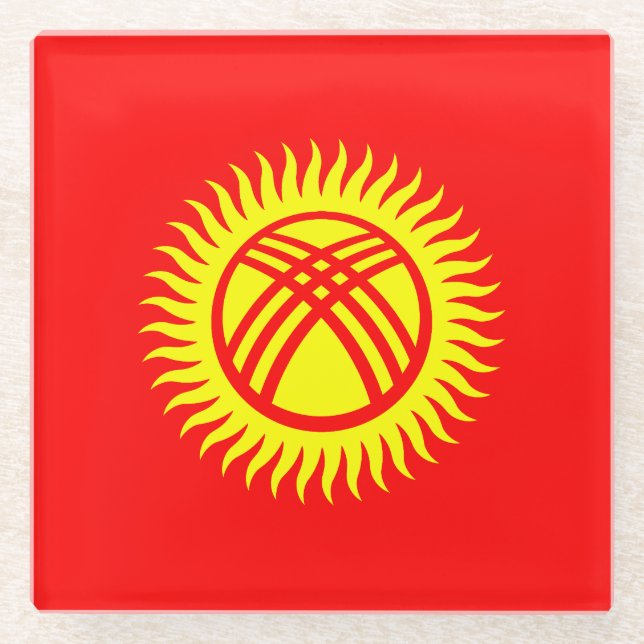Flagge Kirgisistans Glasuntersetzer (Vorderseite)