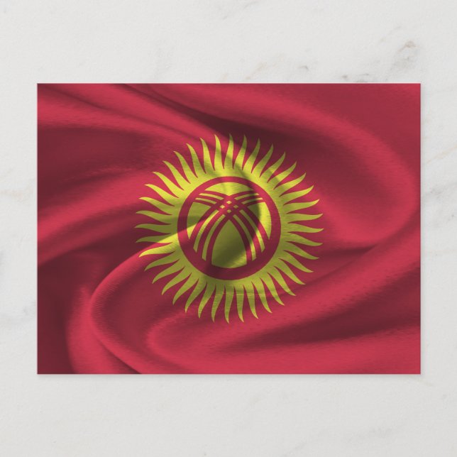 Flagge Kirgisistans Postkarte (Vorderseite)