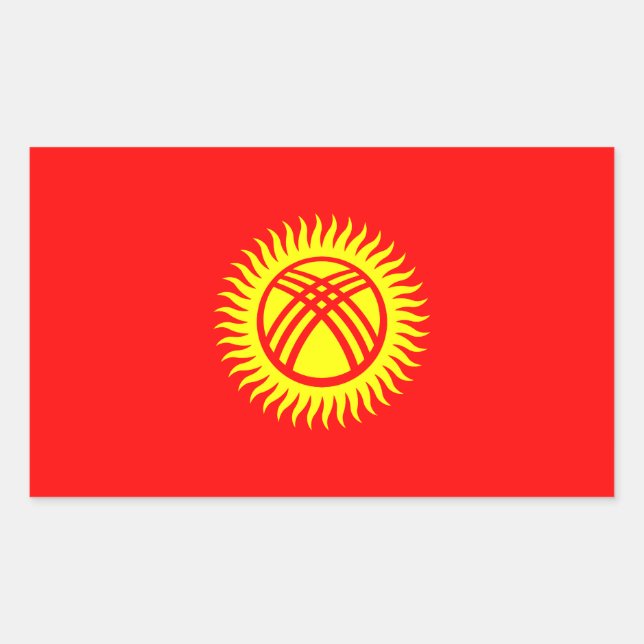Flagge Kirgisistans Rechteckiger Aufkleber (Vorderseite)