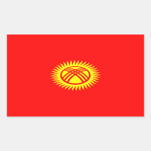 Flagge Kirgisistans Rechteckiger Aufkleber