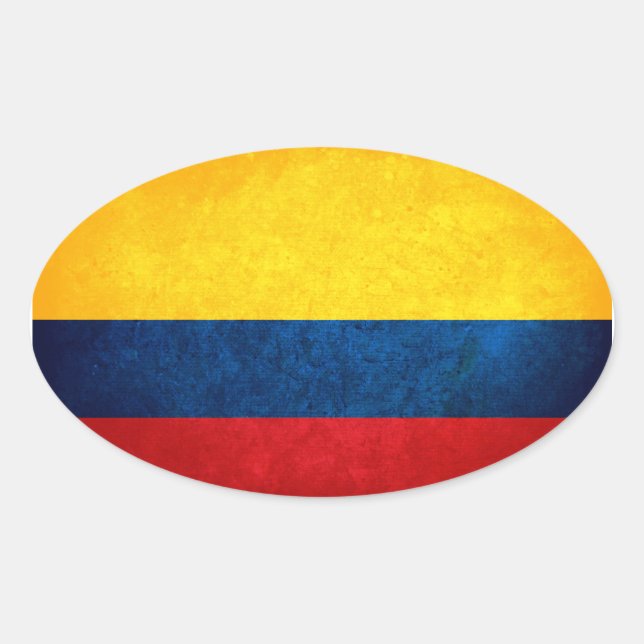 Flagge Kolumbiens Ovaler Aufkleber (Vorderseite)