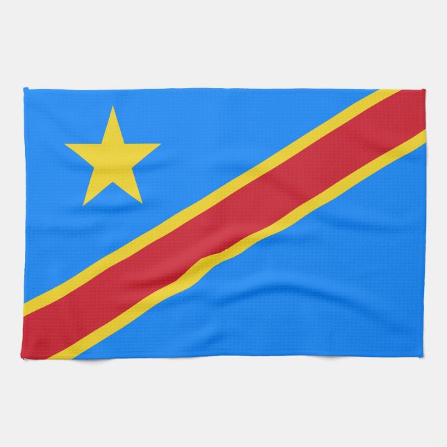 Flagge Kongo Kinshasa Geschirrtuch (Horizontal)