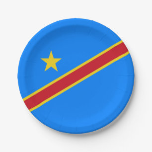 Flagge Kongo Kinshasa Pappteller