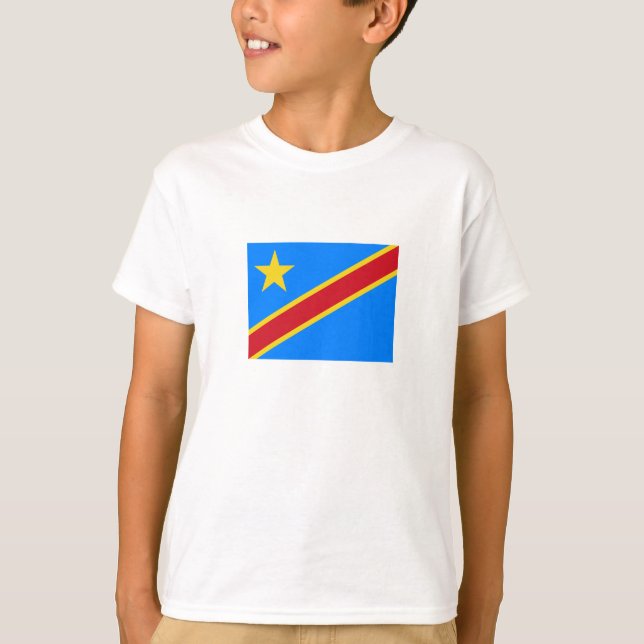 Flagge Kongo Kinshasa T-Shirt (Vorderseite)