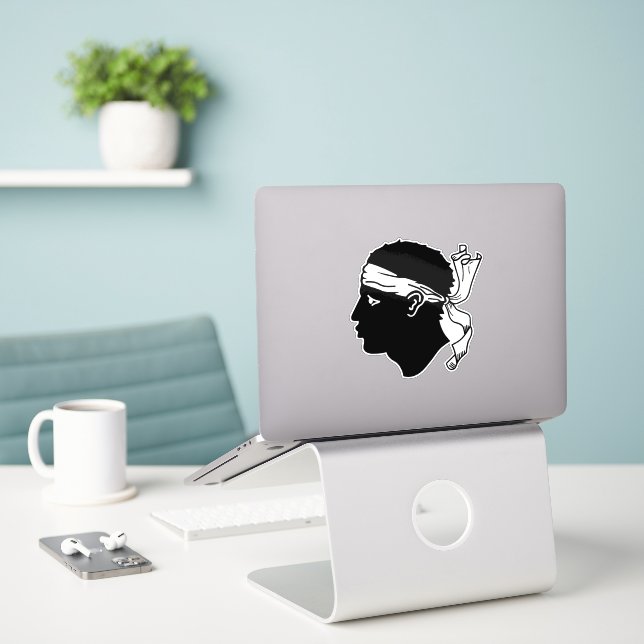 Flagge Korsikas Aufkleber (Laptop auf Schreibtisch)