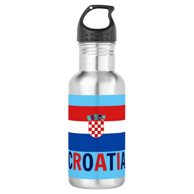 Flagge Kroatiens Edelstahlflasche (Vorderseite)