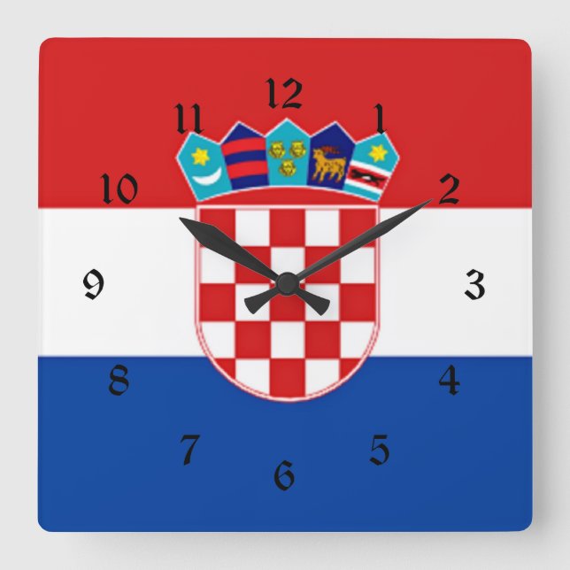 Flagge Kroatiens Quadratische Wanduhr (Vorderseite)
