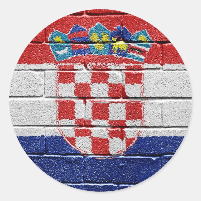 Flagge Kroatiens Runder Aufkleber (Vorderseite)