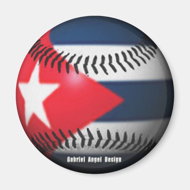 Flagge Kubas auf Baseball Magnet (Vorne)