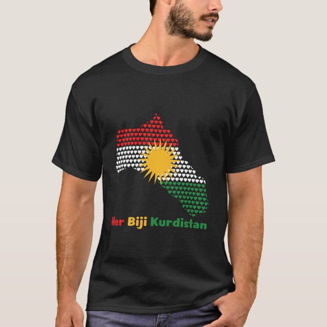 Flagge Kurdistans der Kurden T-Shirt (Vorderseite)