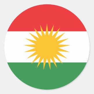 Flagge Kurdistans; Kurd; Kurdisch Runder Aufkleber