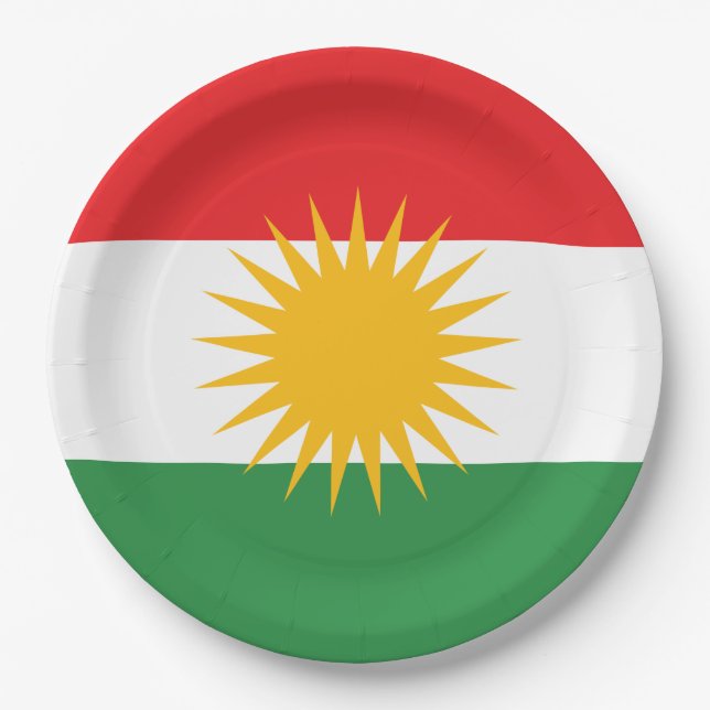 Flagge Kurdistans Pappteller (Vorderseite)