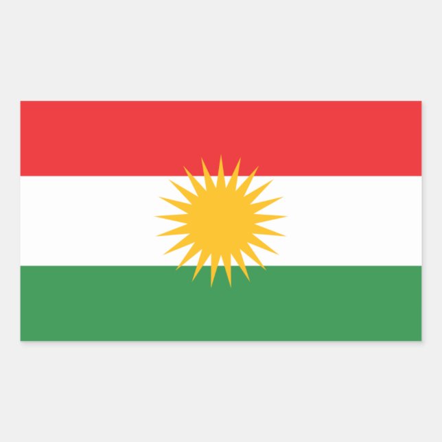 Flagge Kurdistans Rechteckiger Aufkleber (Vorderseite)