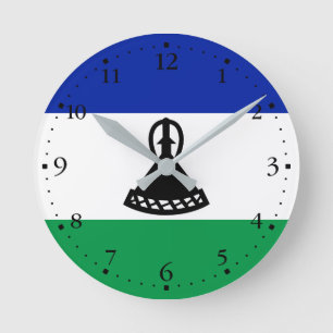Flagge Lesothos Runde Wanduhr