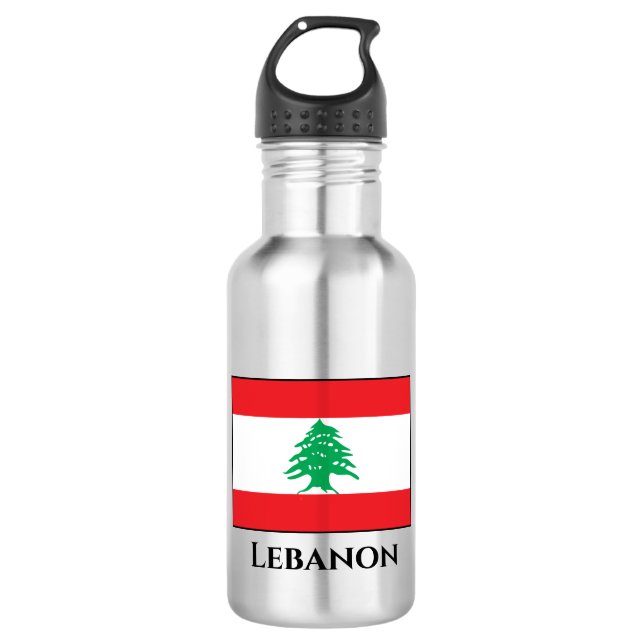 Flagge Libanons (Libanon) Edelstahlflasche (Vorderseite)
