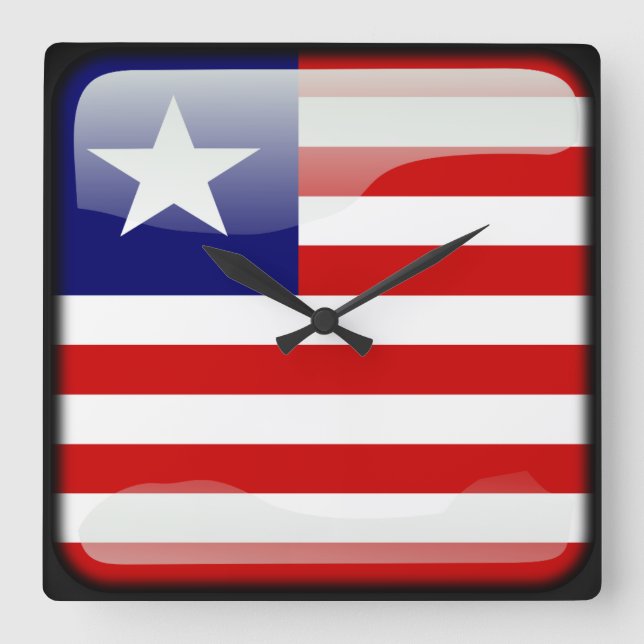 Flagge Liberias Quadratische Wanduhr (Vorderseite)