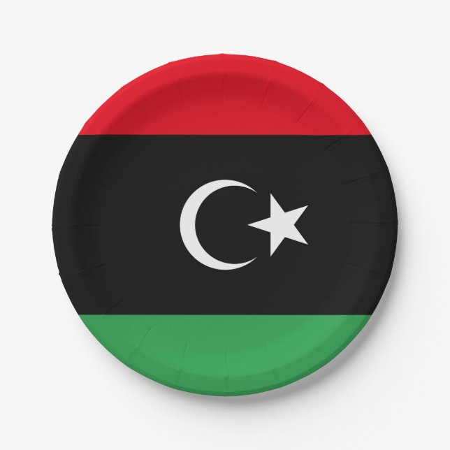 Flagge Libyens Pappteller (Vorderseite)