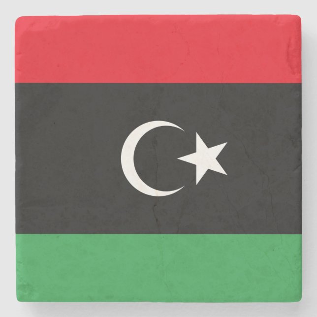 Flagge Libyens Steinuntersetzer (Vorderseite)