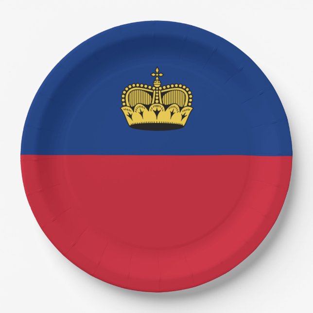 Flagge Liechtensteins Pappteller (Vorderseite)