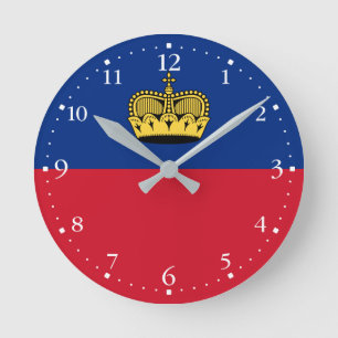 Flagge Liechtensteins Runde Wanduhr