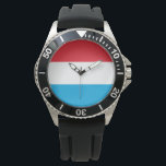 Flagge Luxemburgs Armbanduhr<br><div class="desc">Dieses Design ist mit der Nationalflagge Luxemburgs (offiziell Großherzogtum Luxemburg) versehen, das ein Binnenland in der Western Europa ist. Es grenzt im Westen und Norden an Belgien, im Osten an Deutschland und im Süden an Frankreich. Die Hauptstadt Luxemburg ist Luxemburg, eine der vier offiziellen Hauptstädte der Europäischen Gewerkschaft (zusammen mit...</div>