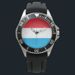 Flagge Luxemburgs Armbanduhr<br><div class="desc">Dieses Design ist mit der Nationalflagge Luxemburgs (offiziell Großherzogtum Luxemburg) versehen, das ein Binnenland in der Western Europa ist. Es grenzt im Westen und Norden an Belgien, im Osten an Deutschland und im Süden an Frankreich. Die Hauptstadt Luxemburg ist Luxemburg, eine der vier offiziellen Hauptstädte der Europäischen Gewerkschaft (zusammen mit...</div>