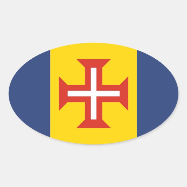 Flagge Madeiras, Portugal Ovaler Aufkleber (Vorderseite)
