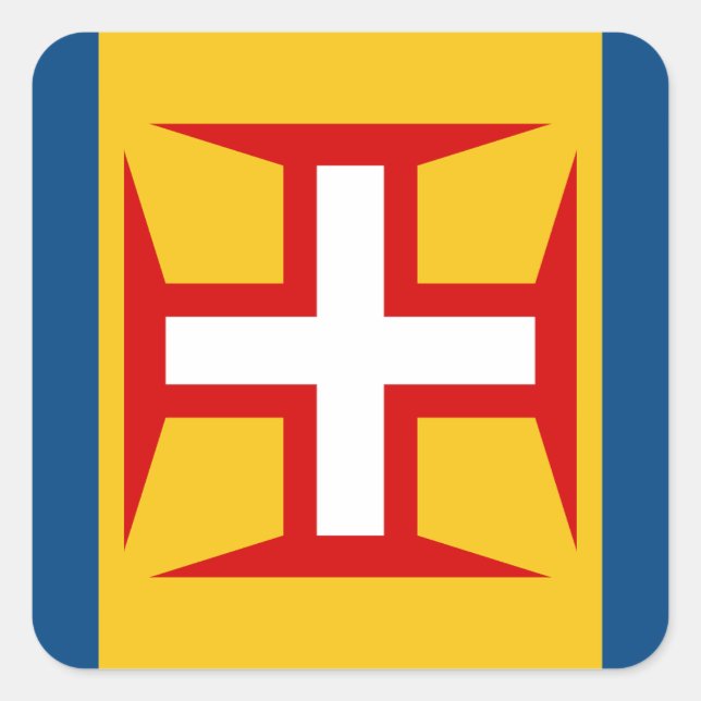 Flagge Madeiras (Portugal) Quadratischer Aufkleber (Vorderseite)